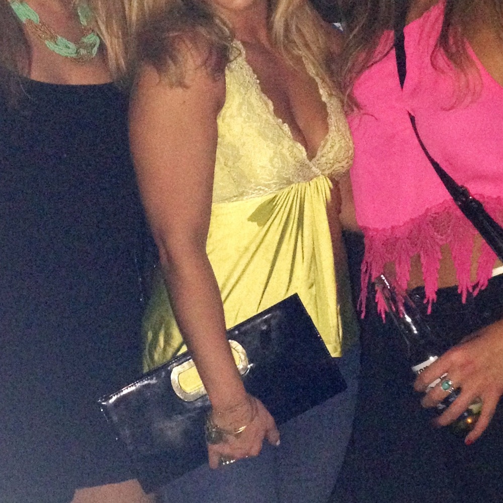 Marciano Neon Green silk/lace top